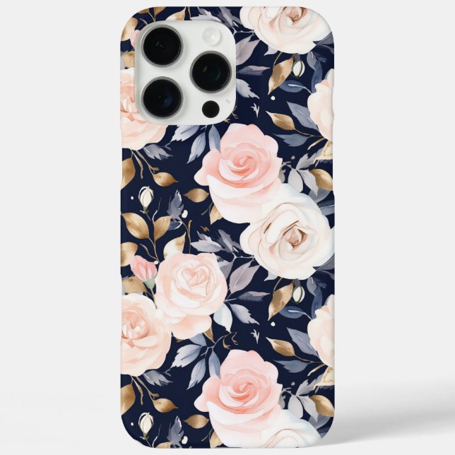 Coques Case-Mate iPhone Chic bleu rose Abstrait floral (Verso)