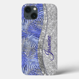 Case-Mate iPhone Case chic bleu violet argent parties scintillant feuill