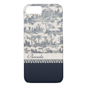 Coques Pour iPhone Chic Blue Toiles Français Personnalisé iPhone 7 Co