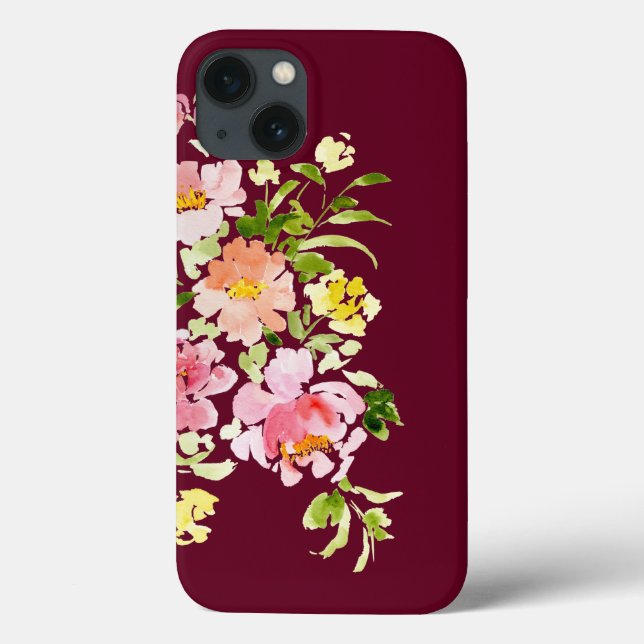 Coques Case-Mate iPhone Chic bordeaux aquarelle fleurs florales chic