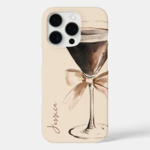 Coques iPhone 16 Pro Chic Brown Script Aquarelle Espresso Café