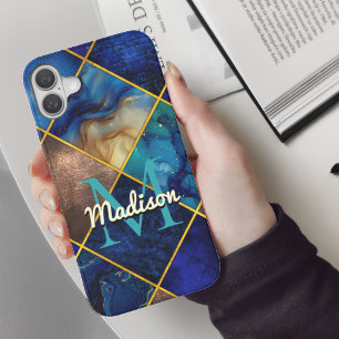 Coque Pour iPhone 16 Chic ceinture fausse Parties scintillant or bleu g