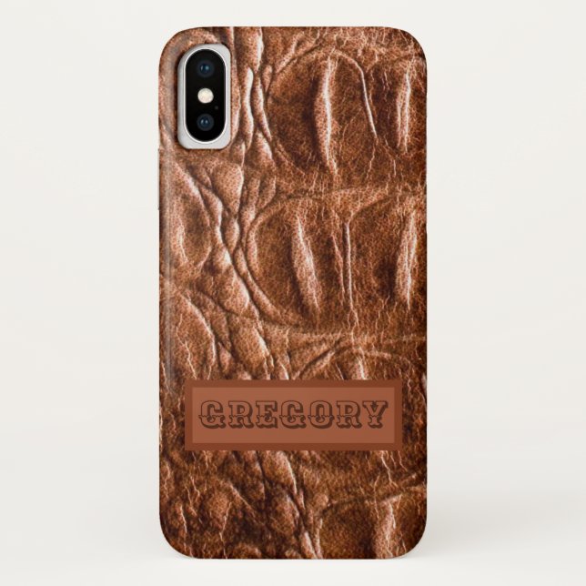 Coques Case-Mate iPhone Chic Crocodile Monogramme de la peau (Dos)