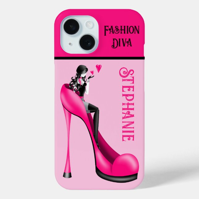 Coques Case-Mate iPhone Chic Elegance: Fashionable Lady Blowing a Kiss (Verso)