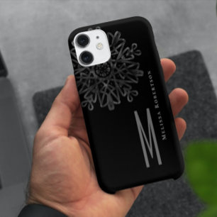 Case-Mate iPhone Case Chic Elegant noir et blanc Ornate Monogramme
