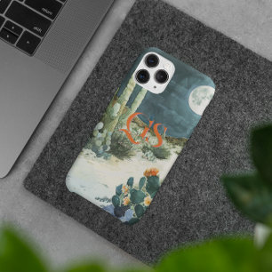 Coques iPhone 16 Pro Max Chic Étude Aquarelle Désert Lune   Monogramme 