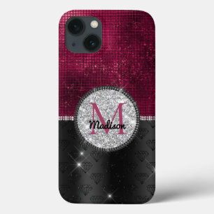 Case-Mate iPhone Case Chic faux Parties scintillant argent Bourgogne noi