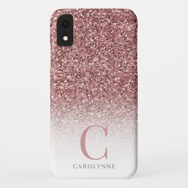 Coques Case-Mate iPhone Chic Fille Blush Parties scintillant Rose Ombre Mo (Dos)