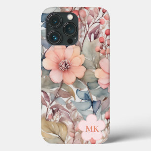 Case-Mate iPhone Case Chic Fleur sauvage Aquarelle Nom du monogramme