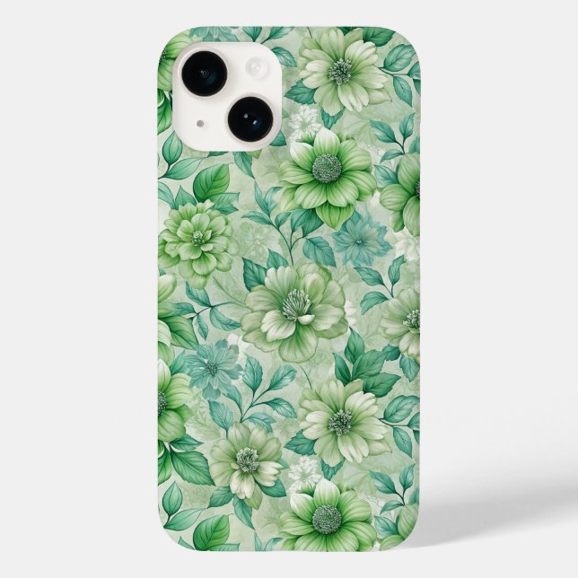 Coques Case-Mate iPhone Chic Floral Damask Sage Green (Verso)