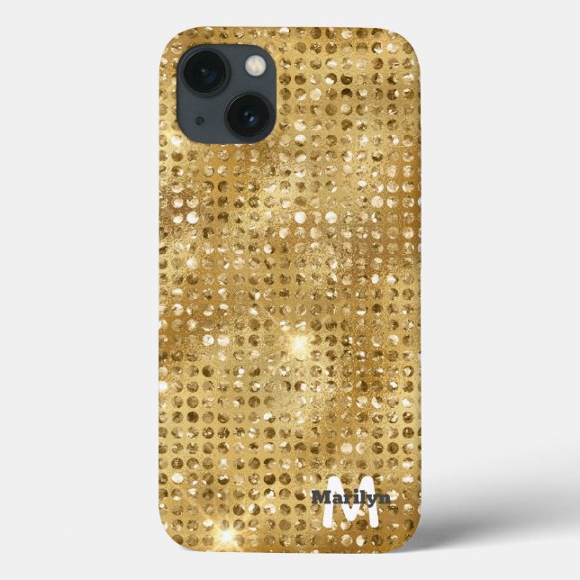 Coques Case-Mate iPhone Chic Girly Gold Diamond Parties scintillant Monogr (Verso)