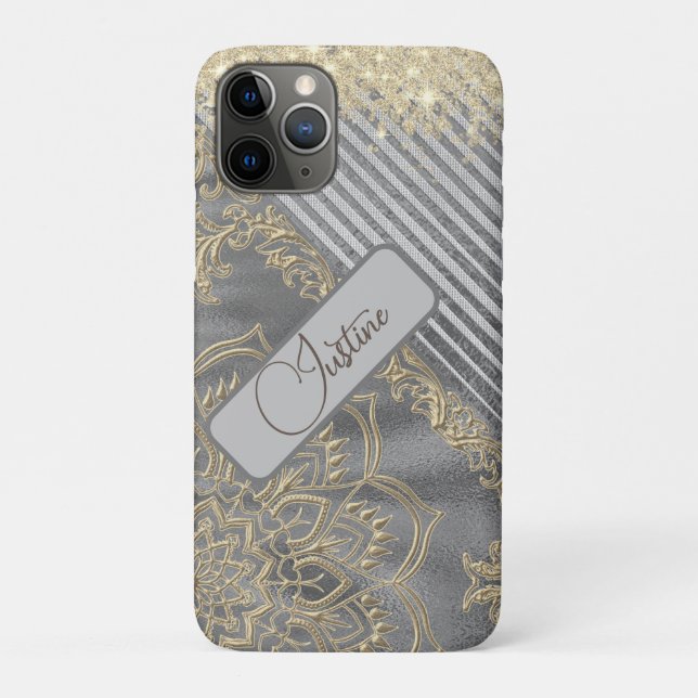 Coques Case-Mate iPhone Chic Glittery Mandala Personnalisé (Dos)