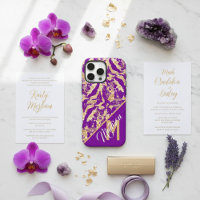 Chic Golden Marble violet Custom monogramme initia