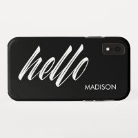 Chic Hello Script et votre nom Noir Blanc