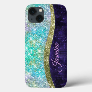 Case-Mate iPhone Case Chic irisé violet bleu faux parties scintillant mo