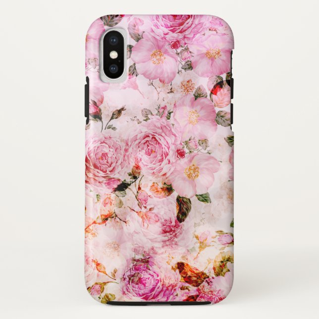 Coques Case-Mate iPhone Chic Joli Push Pink Rose Floral (Dos)