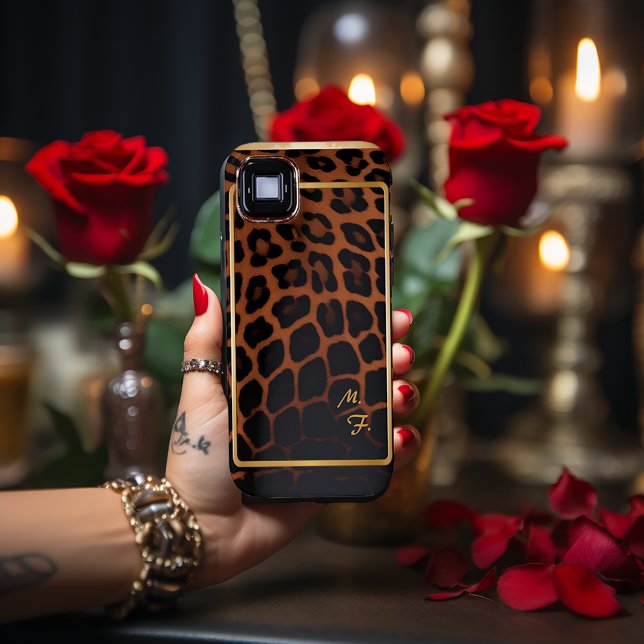 Coques Case-Mate iPhone Chic Leopard-Print Monogrammé (Créateur téléchargé)