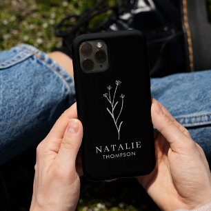 Coque Pour iPhone 15 Chic minimaliste Boho tendance noir blanc Customis