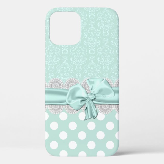 Coques Case-Mate iPhone Chic Mint Green Damask iPhone (Verso)