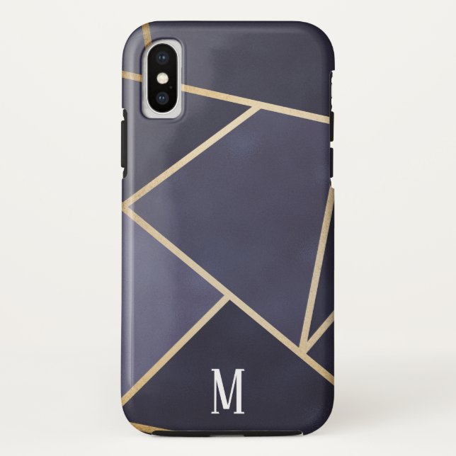 Coques Case-Mate iPhone Chic Monogramme Abstrait Violet et Or (Dos)
