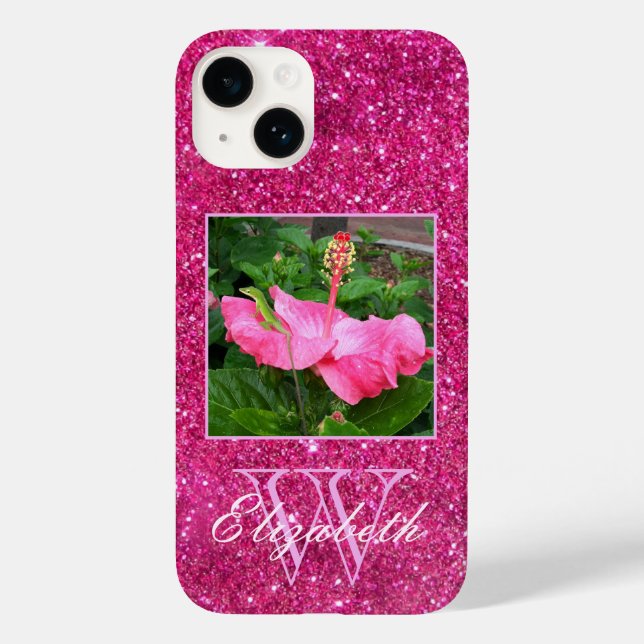Coques Case-Mate iPhone Chic Monogramme Parties scintillant rose Photo per (Verso)