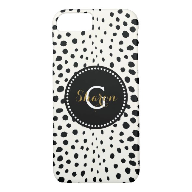 Coques Case-Mate iPhone Chic noir blanc cheetah imprimer motif monogramme (Dos)