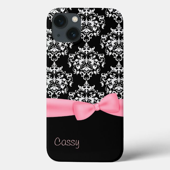 Coques Case-Mate iPhone Chic noir & blanc Damask (Verso)