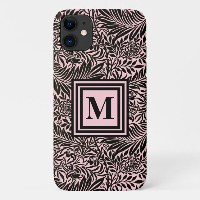 Coques Case-Mate iPhone Chic Pale Rose Botanique feuillage Motif Monogramm (Dos)