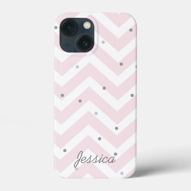 Coques Case-Mate iPhone Chic Pastel Rose Chevron Dotty Personnalisé (Verso)