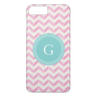 Chic Pastel rose et menthe Chevron Personnalisé Mo