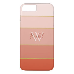 Case-Mate iPhone Case Chic Peach Stripes Ombre avec Monogramme