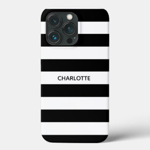Case-Mate iPhone Case Chic rayures noir et blanc nom personnalisé monogr