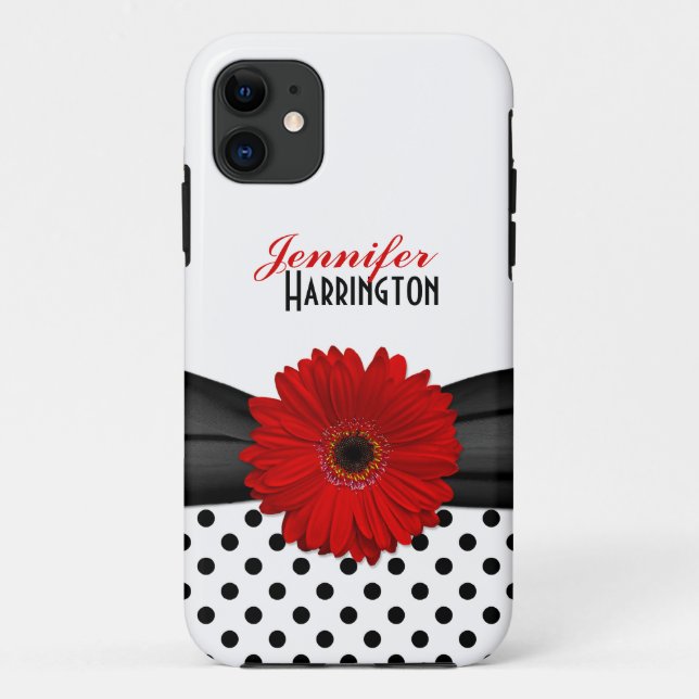 Coques Case-Mate iPhone Chic Re Gerbera Daisy Polka Dot (Dos)