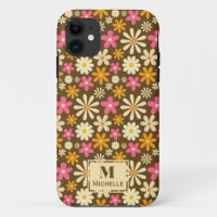 Chic Retro les années 70 Super Hippie Flower Monog