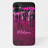 Chic rose chaud parties scintillant noire gouttes 