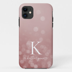 Case-Mate iPhone Case Chic Rose Gold Champagne Sparkle Bokeh Monogramme