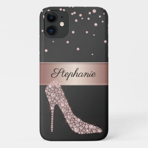 Case-Mate iPhone Case Chic Rose Gold Diamond High Heel Shoe Nom noir