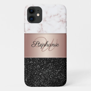 Case-Mate iPhone Case Chic Rose Gold Marble Black Parties scintillant Mo