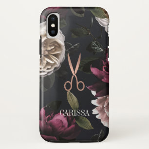 Case-Mate iPhone Case Chic Rose Hairstyliste Ciseaux sur Flore foncé