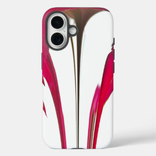 Coque Pour iPhone 16 Chic rouge extraordinaire rose sous le ciel blanc.