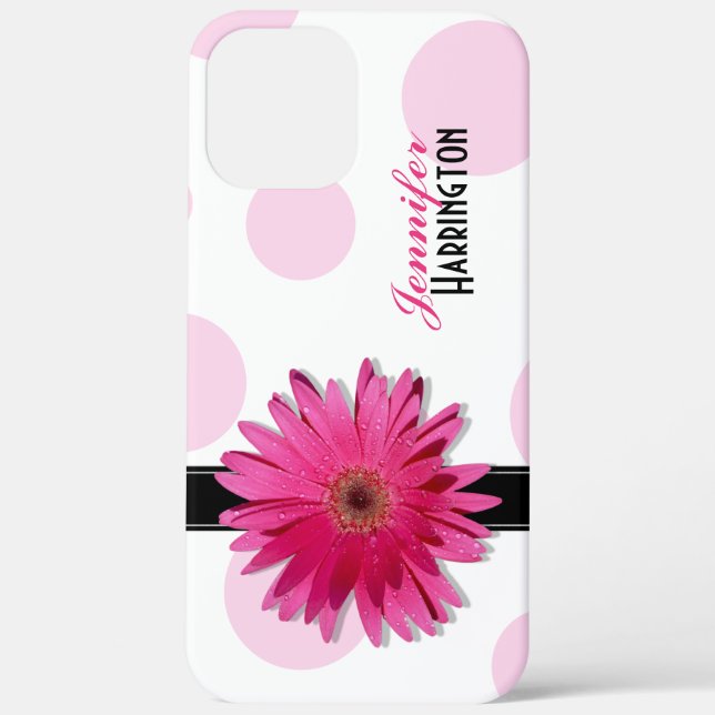 Coques Case-Mate iPhone Chic tendance Gerbera rose Daisy Polka Dot (Verso)