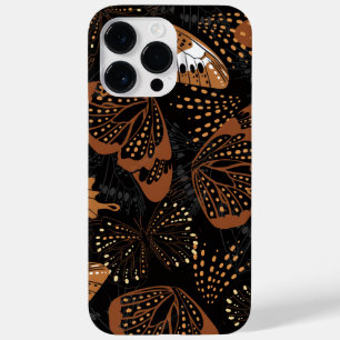 Coque Pour Pour iPhone 14 Pro Max Chic Terracotta Brown and Black Butterfly Pattern