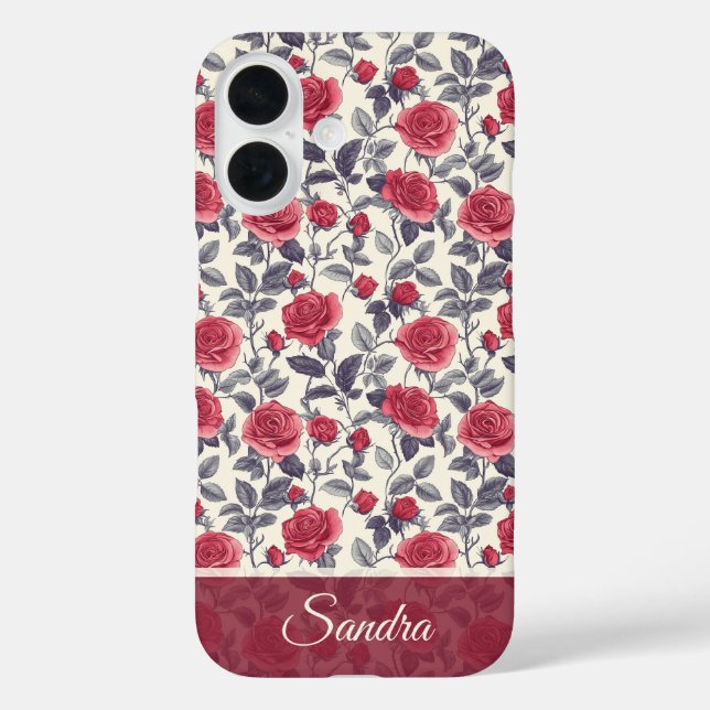 Coques Case-Mate iPhone Chic Wedding Gift Rose Name (Verso)