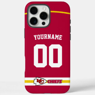 Coques iPhone 16 Pro Max Chiefs personnalisés Jersey Football américain