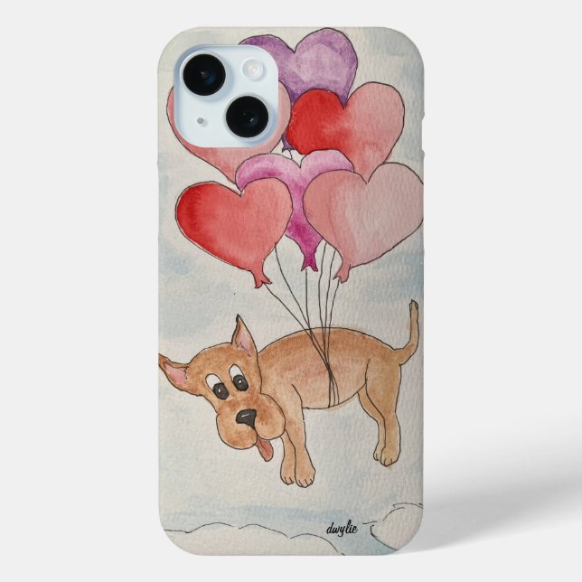 Coques Case-Mate iPhone Chien avec Ballons du Coeur (Verso)