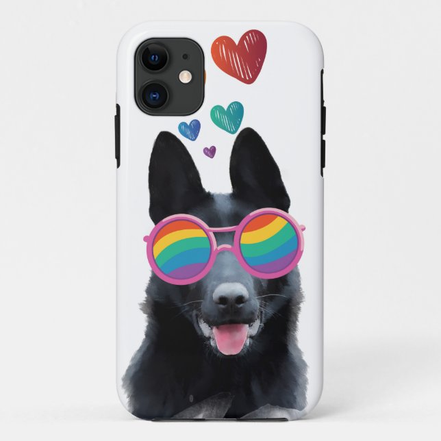 Coques Case-Mate iPhone Chien berger allemand avec coeur Saint-Valentin (Dos)