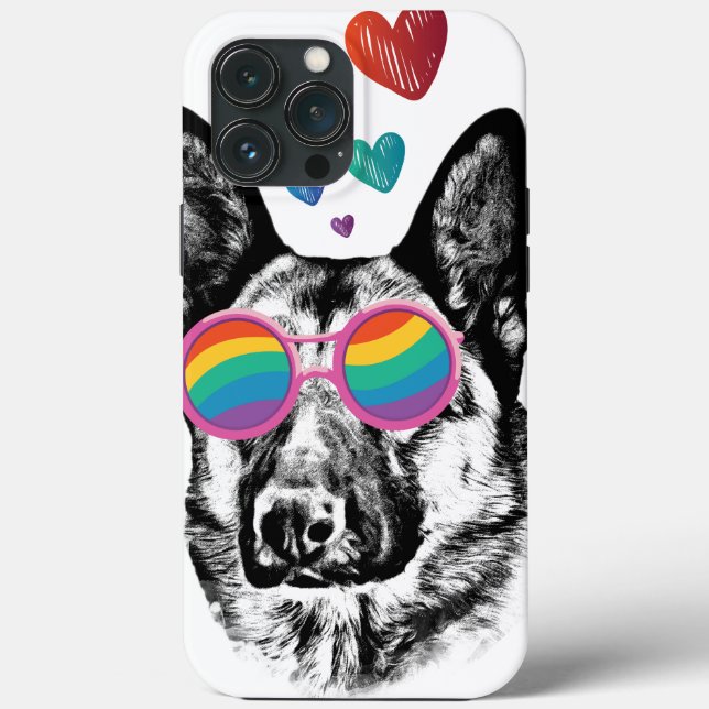 Coques Case-Mate iPhone Chien berger allemand avec coeur Saint-Valentin (Verso)