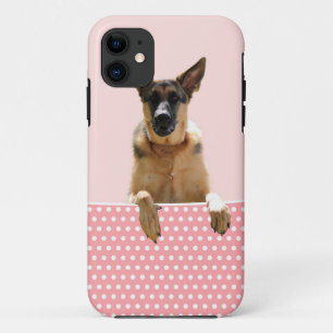 Etui iPhone Case-Mate Chien berger allemand Pois roses