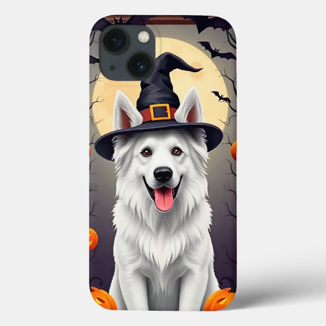 Coques Case-Mate iPhone Chien blanc d'Halloween (Verso)
