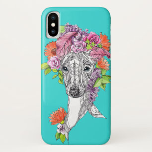 Case-Mate iPhone Case Chien blanc laiton italien tirant des fleurs art